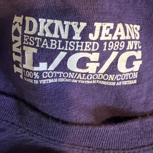 DKNY Jeans T-Shirt Mens Large Purple Crew Neck Stretch Short Sleeves - Picture 9 of 9